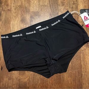 NWT Reebok Women's Black Swim Cheeky Boy Shorts XXL Quick Dry UPF 50+